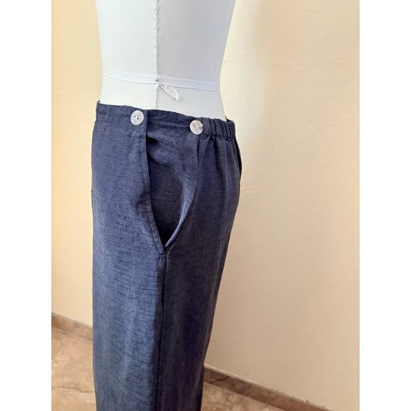 90s Vintage Nomadic Traders Silk Linen Midi Women's Skirt  Size Small Gray Grey - Picture 3 of 5